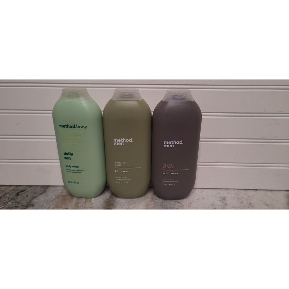 Method Men Body Wash Lot of 3 NEW Daily Zen/Juniper & Sage/Cedar & Cypress